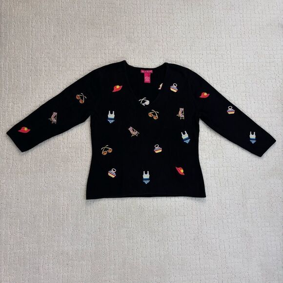 Vintage Alexandra Bartlett Sweater Resort wear Black Women's Size Large - Picture 2 of 12